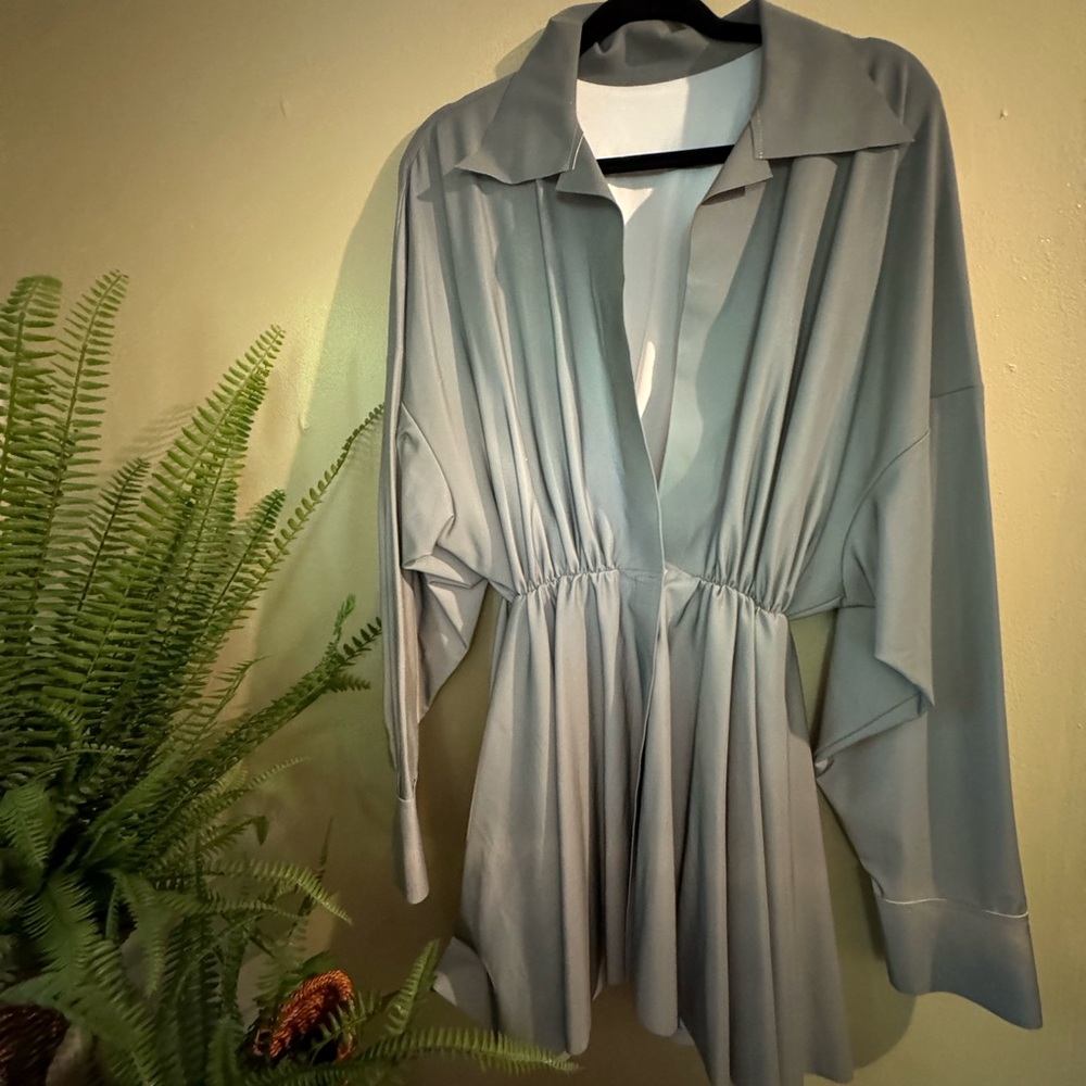 Norma Kamali Shimmering Silver Dress Jacket.
